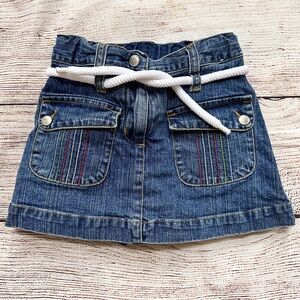 Gymboree Denim Jean Skort Skirt w. White Twist Cord Belt Girl’s Sz 3